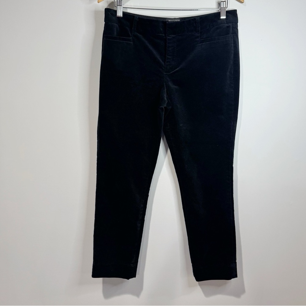 Banana Republic Womens Sloane Black Velvet Slim Ankle Pants Stretch Soft Size 8